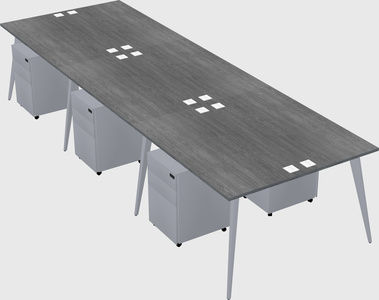 Shared rectangular office desk system