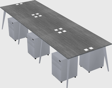 Shared rectangular office desk system