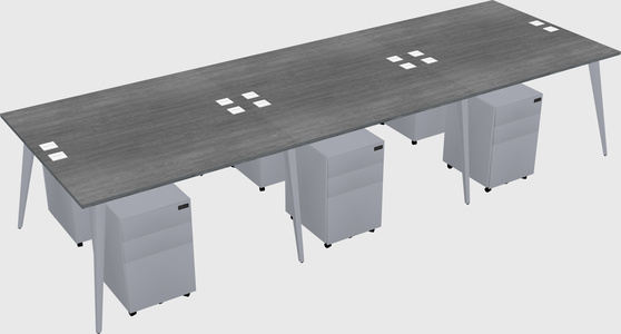 Shared rectangular office desk system