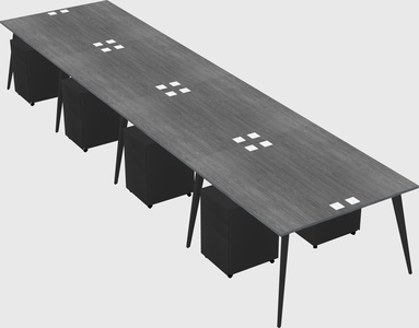 Shared rectangular office desk system