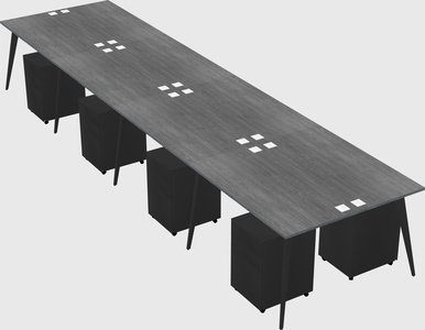 Shared rectangular office desk system