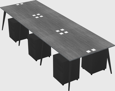 Shared rectangular office desk system