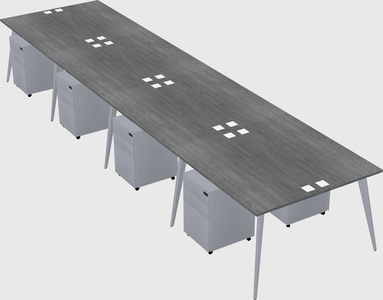 Shared rectangular office desk system