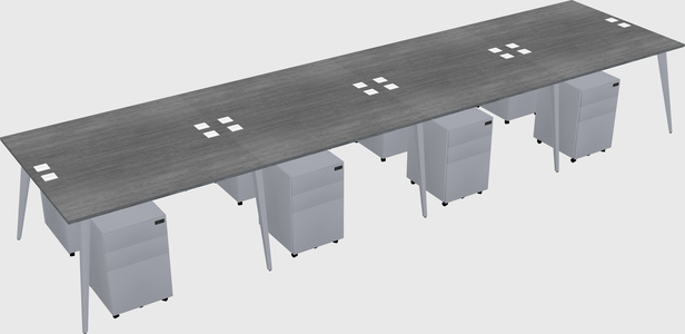 Shared rectangular office desk system