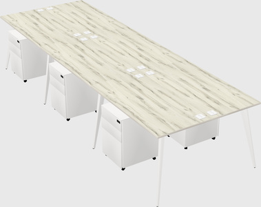 Shared rectangular office desk system