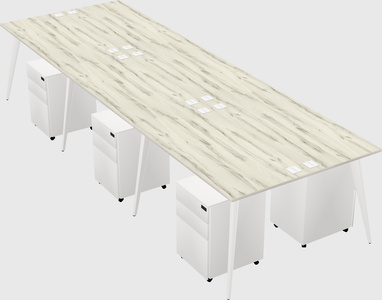 Shared rectangular office desk system