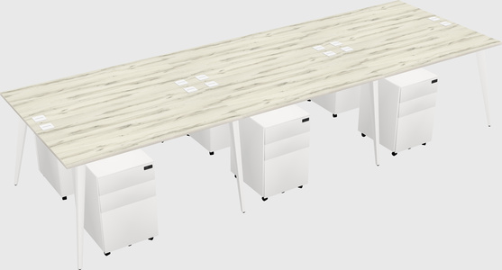 Shared rectangular office desk system