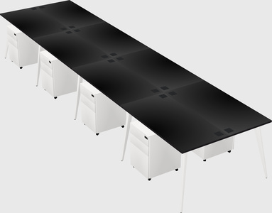 Shared rectangular office desk system