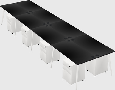 Shared rectangular office desk system