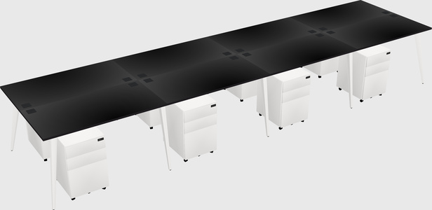 Shared rectangular office desk system