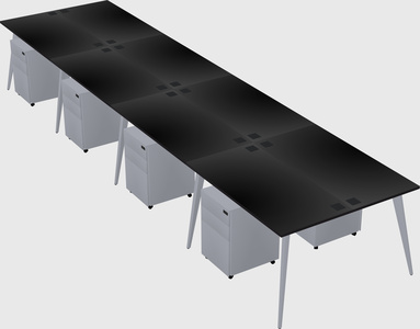Shared rectangular office desk system