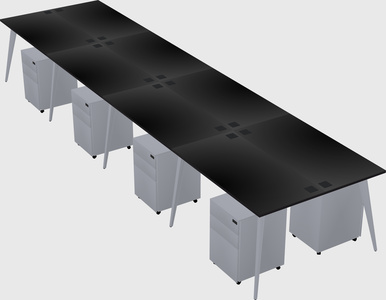 Shared rectangular office desk system