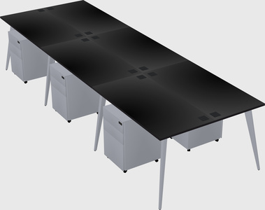 Shared rectangular office desk system