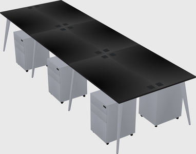 Shared rectangular office desk system