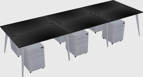 Shared rectangular office desk system