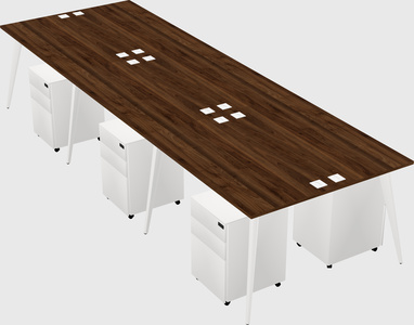 Shared rectangular office desk system
