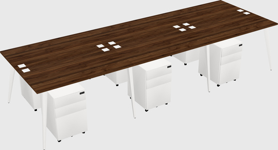 Shared rectangular office desk system