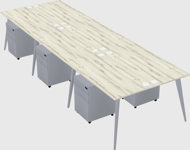 Shared rectangular office desk system