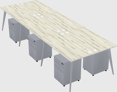 Shared rectangular office desk system