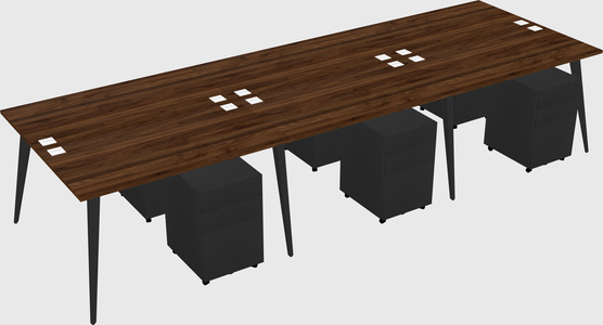 Shared rectangular office desk system