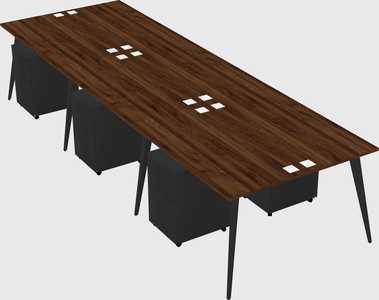 Shared rectangular office desk system