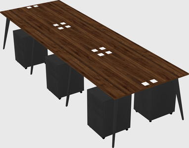 Shared rectangular office desk system