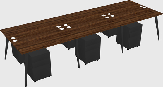 Shared rectangular office desk system