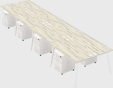 Shared rectangular office desk system