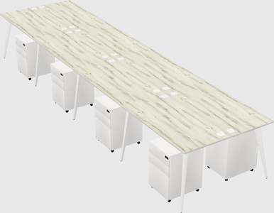 Shared rectangular office desk system