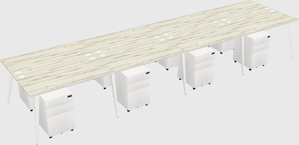 Shared rectangular office desk system