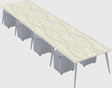 Shared rectangular office desk system