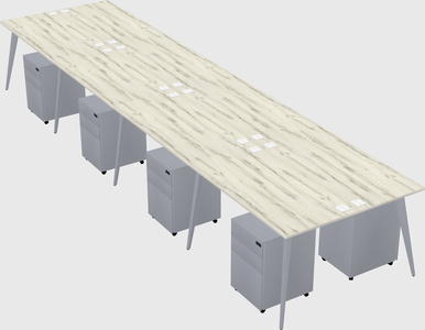 Shared rectangular office desk system