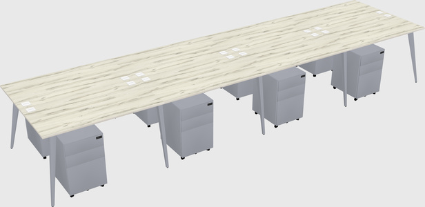Shared rectangular office desk system