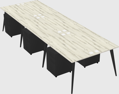 Shared rectangular office desk system