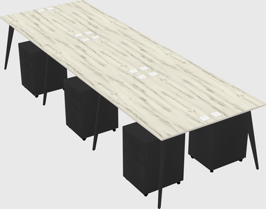 Shared rectangular office desk system