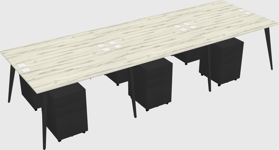 Shared rectangular office desk system