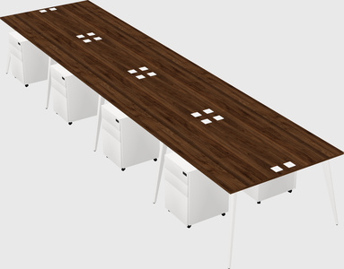 Shared rectangular office desk system
