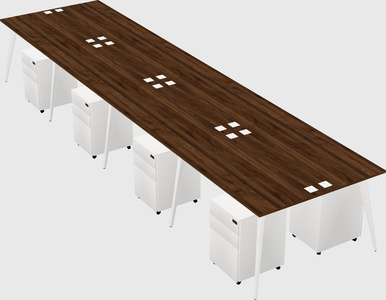 Shared rectangular office desk system