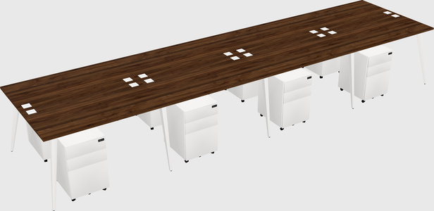Shared rectangular office desk system