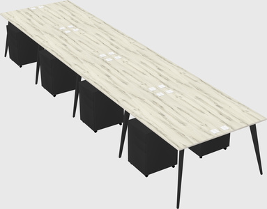 Shared rectangular office desk system