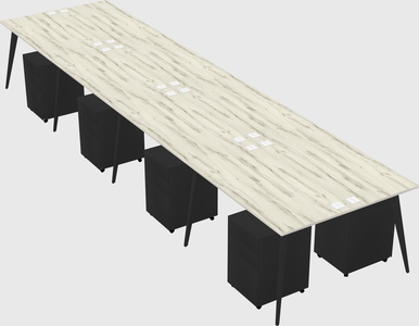 Shared rectangular office desk system