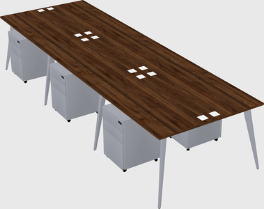 Shared rectangular office desk system