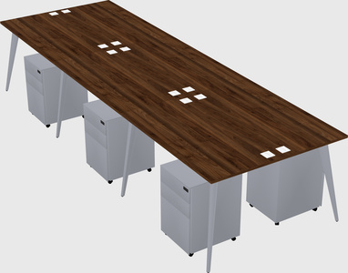 Shared rectangular office desk system