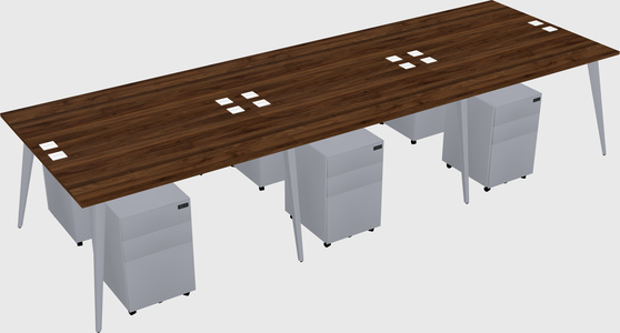 Shared rectangular office desk system