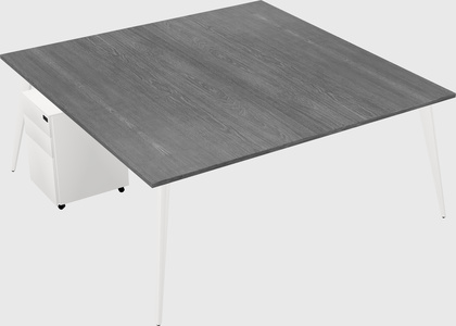 Shared rectangular office desk system