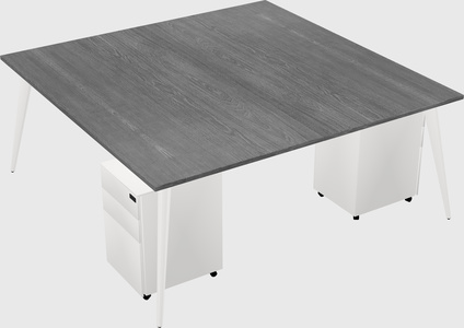 Shared rectangular office desk system