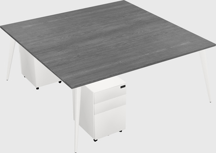 Shared rectangular office desk system