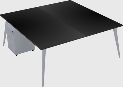 Shared rectangular office desk system