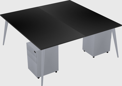 Shared rectangular office desk system