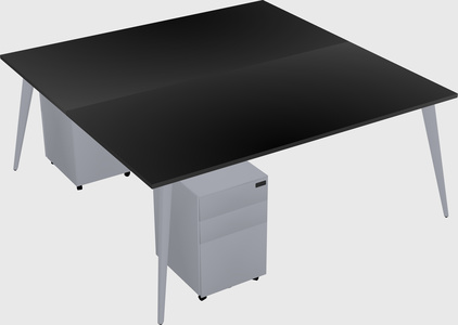 Shared rectangular office desk system